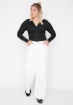 Plus Straight Wide Leg Jeans - White