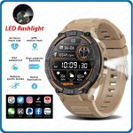 Toxiya Outdoor Military Rugged SmartWatch Men Gps Sports Fitness Waterproof Watch Bluetooth Call With LED Lights - Yellow