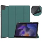 For Samsung Galaxy Tab A8 2021 SM-X205 3-FOLD Holder Leather Tablet Case Dark Green
