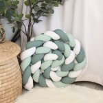 Cot Bumper Braided 3 Strand Green Darker Green And White