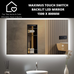 Maximus Backlit LED Mirror With Touch Switch 1500 X 800MM