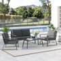 4 Piece Patio Furniture Set Aluminum Conversation Set Outdoor Garden Sofa Set With Armchairs Loveseat Center Coffee Table And Cushions Dark Grey