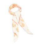 White Fabric Shell & Coral Printed Scarf
