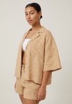 Cotton On Plus Frankie Linen Short Sleeve Shirt - Golden Sand
