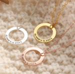 CNE107478 - Personalized Sterling Silver Circle Necklace - Gold Plated