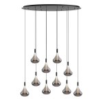 Grape Drop 10 Light Smoke Glass LED Pendant Cluster