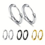 2PCS PAIR Titanium Steel Stainless Steel Coil Earrings For Men & Women Trendy Earrings 8MM 10MM 12MM 14MM 16MM