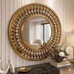 Luxury Crystal Teardrop Round Wall Mirror