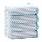 Pidada Hand Towels Set Of 4 Striped Pattern 100% Cotton Soft Absorbent Decorative Towel For Bathroom Green