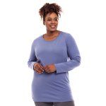 Donnay Plus Size Cotton Lycra Long Sleeves Layering Tee - Blue
