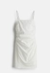 Linen-blend Rhinestone-strap Dress - Cream