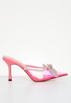 Quasar Diamante Bow Pointed Toe High Heel - Neon Pink