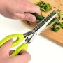 Multilayer Stainless Steel Multifunctional Knives Kitchen Scissors Chive Cutter Herb Spice Kitchen Slicer Shredded Scallion Cut 5-BLADE Kitchen Shears Scallion Cutter Slicer Shredded Scallion