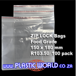 100 Ziplock Bags: 150X180MM