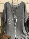 Plus Size Dragonfly Print T-Shirt Casual Short Sleeve Top For Spring & Summer Women's Plus Size Clothing