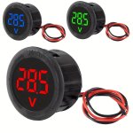 Dc Volt Meter 4-100V LED Digital Display Round 2 Wire Voltmeter Dc Digital Voltage Current Meter Volt Detector Tester Monitor Pa