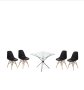 Efurn- 5PC Emma Dining Set With Square Glass Top Table Black