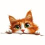 Adorable Orange Kitten Iron-On Heat Transfer Decal - DIY T-Shirt & Pillow Customization Polyester Craft Sticker For Clothing And Accessories