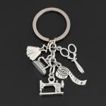 Sewing Enthusiast Keychain: Alloy Sewing Machine Scissors Iron And Measuring Tape - Perfect For Car Enthusiasts