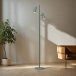 Kiva Double Head Floor Lamp In Matt Black Pastel Green Matt White - Matt White