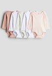 5-PACK Bodysuits - Grey Pink White