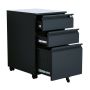 Steel 3 Drawer Swan Handle Mobile Pedestal Filing Cabinet Locker - Black