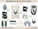 Cot Duvet Bedding Monochrome Black Green Buck African Combo Set