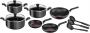 Tefal Super Cook Non-stick 12 Piece Cooking Set Black Retail Box 1 Year Warranty