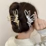 1PC Fairy Design Hair Claw Rhinestone Decor Banana Clip Elegant Hairgrip Non Slip Hair Accessory