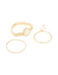 Goldair Gold Diamante Watch & Bracelets Set