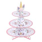 3 Tier Unicorn Cupcake Stand & 10 Unicorn Paper Plates