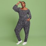 Plus Size Joy & Ash Slinky Printed Jumpsuit - Black & White