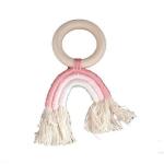 4AKID Rainbow Crochet & Wooden Baby Teething Ring - Pink