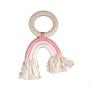4AKID Rainbow Crochet & Wooden Baby Teething Ring - Pink