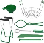 7 Pieces set Stainless Steel Canning Jar Lifter Kit With Grip Handles - Green Steel Food Clips Kitchen Tool Set