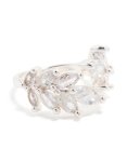 Silver Plated Cubic Zirconia Leaf Studs & Baguette Huggie Earrings 2-PACK