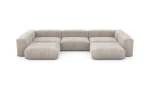 U-shape Sofa - Cord Velours - Platinum - 377CM X 220CM