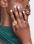 Goldair Gold Plated Mixed Metal Link Double Row Ring Pack