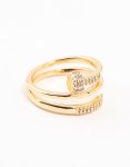 Goldair Gold Plated Cubic Zirconia Nail Wrapped Ring - S m