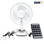 Sunx Fan Ac dc Operation 12" Rechargeable Home SOLAR FANs 8052T