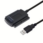 USB To Sata Ide Converter Cable Adapter USB 2.0 To 2.5 3.5 5.25-INCH Ide And Sata Adapter Cable Three Way 54.86CM BLACK .