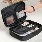Solid Color Zipper Cosmetic Storage Bag Versatile Carry On Pouch Lightweight Versatile Makeup Organizer