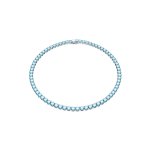SWAROVSKI Matrix Tennis Necklace Round Cut Medium Blue Rhodium Plated