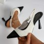 Women's Contrast Color Stiletto Heels Elegant Point Toe Dress Pumps Fashion Slingback Heels