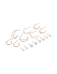 Rose Gold Diamante Stud & Hoop Earrings 8-PACK