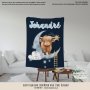 Personalised Fleece Blanket Baby Highland Cow Moon And Stars Blanket