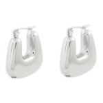 Stainless Steel Chunk Square Midi Hoop Earrings