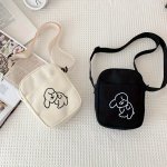 1PC Girl's Cute Cartoon Canvas Bag Crossbody Casual Small Bag