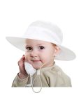 Zurlefy White Baby Sun Hat 6-12 Months Outdoor Adjustable Bucket Hat For Baby Girls Summer Beach Toddler Girl Hat 32-05XS