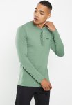 Mens Core Long Sleeve Tee Henley - Dark Forest